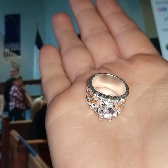 New Western Cross Chunky Ring Turquoise Sz… - Picture 7 of 11